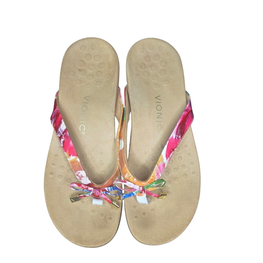 Vionic Multicolor Floral Satin Thong Sandals - Picture 2 of 8